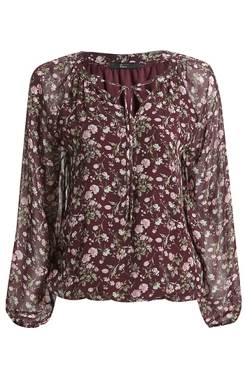 Long Sleeve Floral Print Woven Slide 1