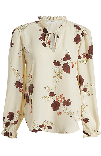 Split Neck Floral Print Blouse Slide 1