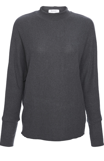 Mock Neck Brushed Ribbed Top Slide 1