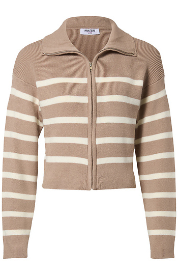 Striped Zip Up Cardigan Slide 1