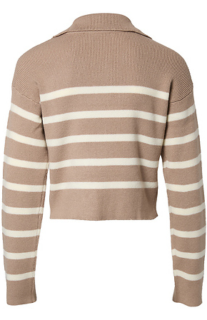 Striped Zip Up Cardigan in Taupe Multi M - L | DAILYLOOK