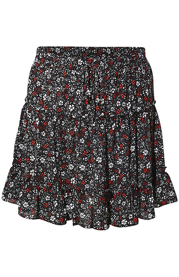Floral Print Tiered Mini Skirt Slide 1