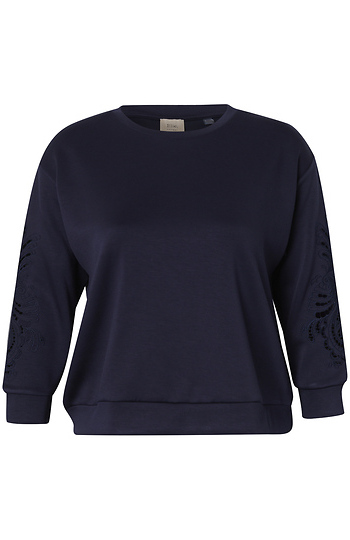 Eyelet Embroidery Sweatshirt Slide 1