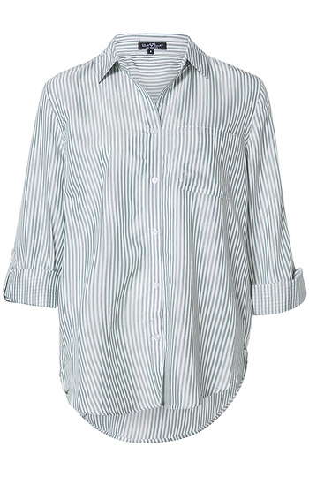 Velvet Heart Buttoned Front Striped Top Slide 1