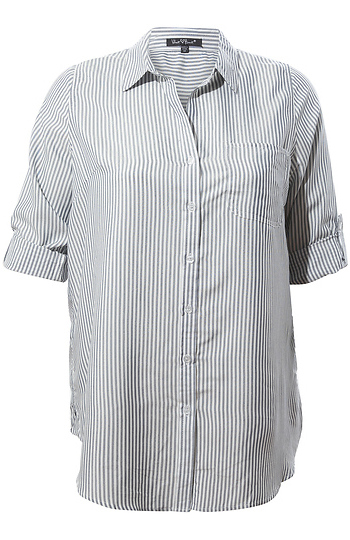 Velvet Heart Buttoned Front Striped Top Slide 1
