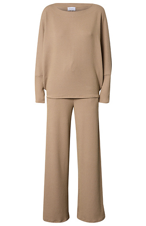 Textured Matching Top & Pant Set in Mocha S - XL | DAILYLOOK