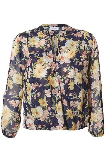 Tie Neck Surplice Blouse Slide 1
