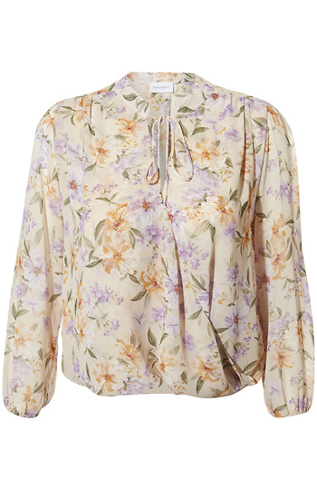Tie Neck Surplice Blouse Slide 1