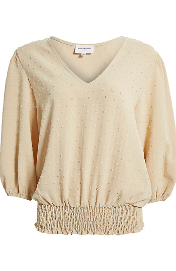3/4 Sleeve Swiss Dot Top Slide 1