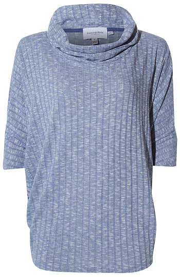 Wide Ribbed Cowl Neck Top Slide 1