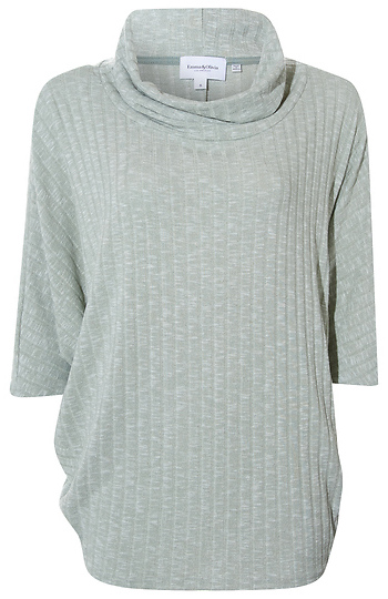 Wide Ribbed Cowl Neck Top Slide 1