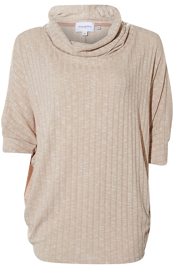 Wide Ribbed Cowl Neck Top Slide 1