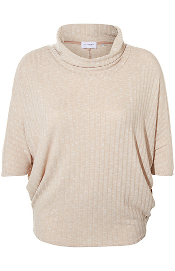 Wide Ribbed Cowl Neck Top Slide 1