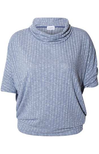 Wide Ribbed Cowl Neck Top Slide 1