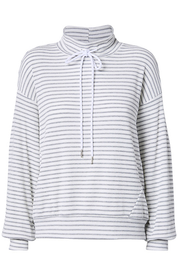 Neck Tie Striped Pullover Slide 1