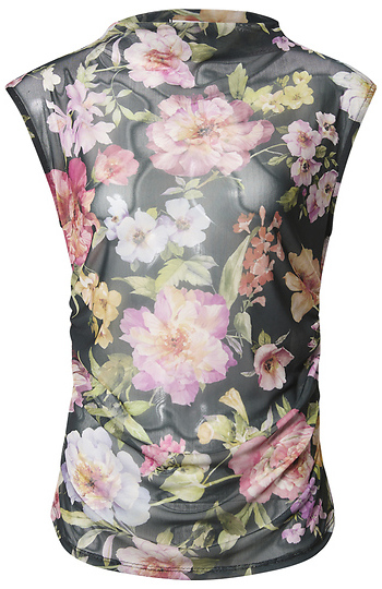 Sleeveless Mesh Print Top Slide 1