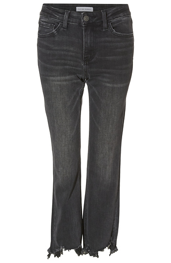 Mid Rise Distressed Hem Denim Slide 1