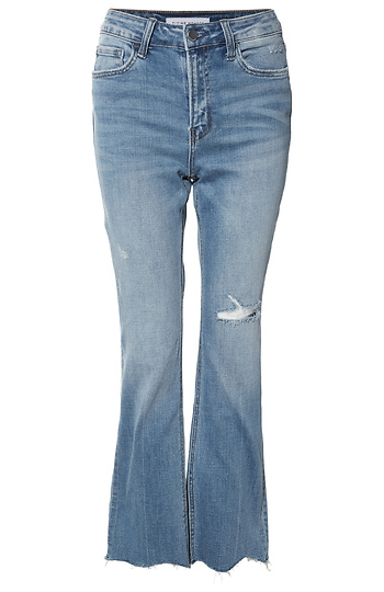 High Rise Distressed Kick Flare Slide 1