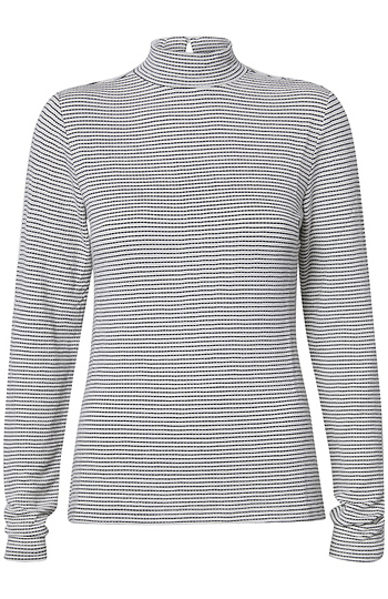 Striped Mock Neck Top Slide 1