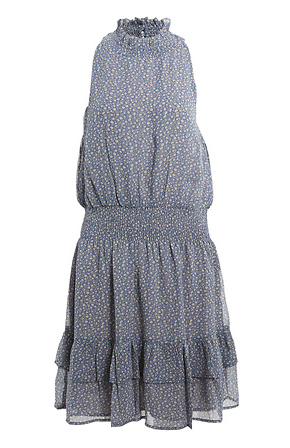 knee length dresses for ladies Light Blue Velvet Halter Mini Dress main image 1