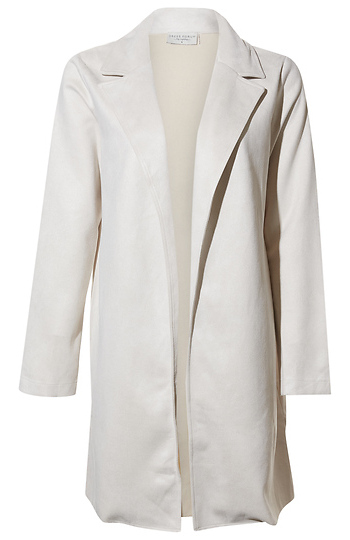 Faux Suede Open Front Coat Slide 1