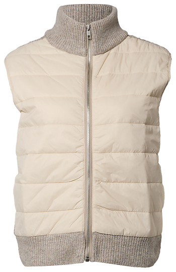 Puffer Vest with Knit Contrast Slide 1