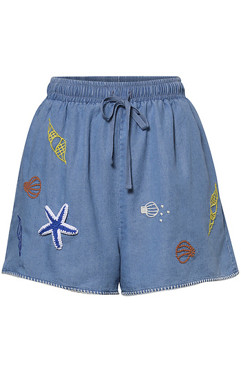 Embroidered Tie Waist Shorts Slide 1