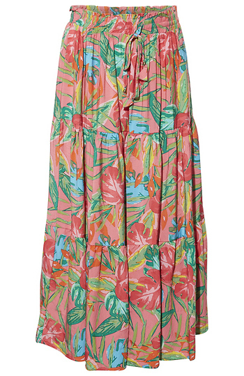 Tropical Print Midi Skirt Slide 1