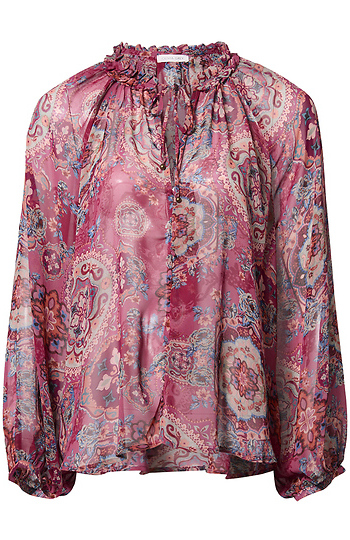 Printed Split Neck Blouse Slide 1