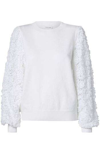 Floral Contrast Sleeve Sweater Slide 1