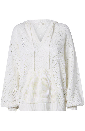Pointelle Knit Hoodie Slide 1