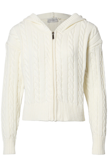 Cable Knit Zip Up Sweater Slide 1