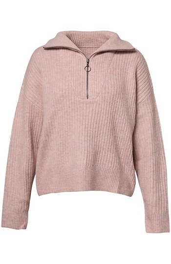 Half Zip Ribbed Sweater Slide 1