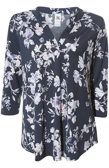 Split Neck Floral Top Slide 1