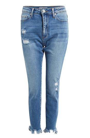 High Rise Fray Hem Denim Slide 1