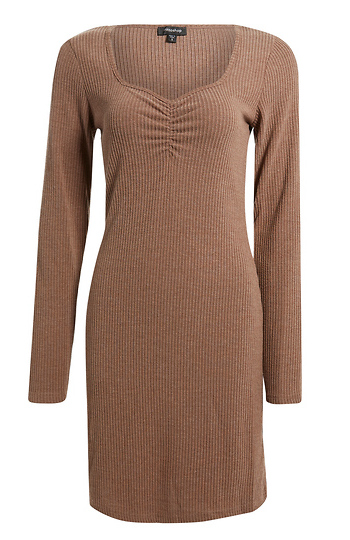 Sweetheart Neckline Ribbed Dress Slide 1