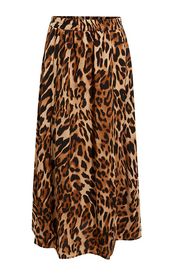 Leopard Double Slit Midi Skirt Slide 1