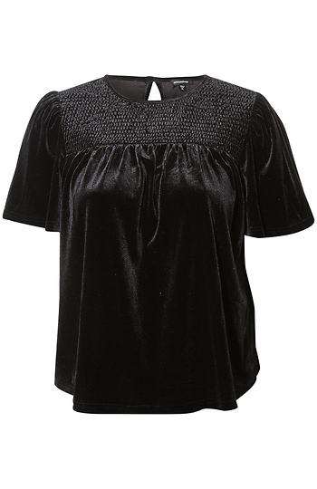 Smocked Velvet Blouse Slide 1