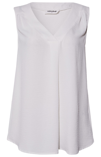 Front Pleat V-Neck Top Slide 1