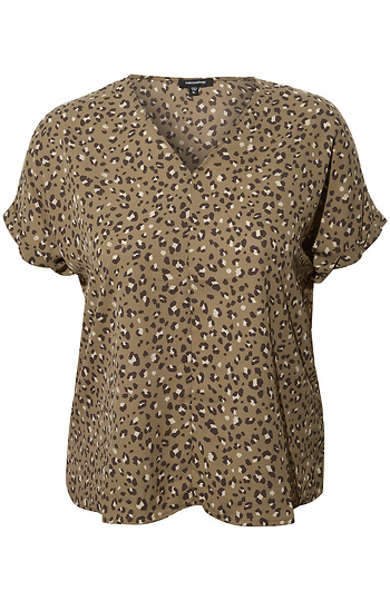 V Neck Cuffed Short Sleeve Slide 1