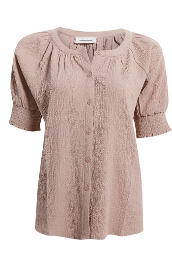 Button Front Textured Blouse Slide 1