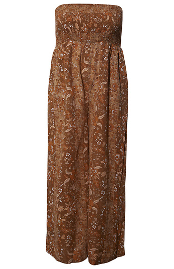 Strapless Smocked Floral Print Jumpsuit Slide 1