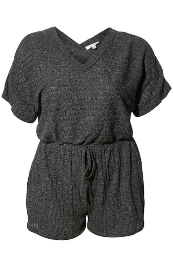 V-Neck Textured Romper Slide 1
