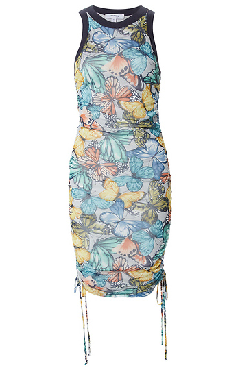 Shirred Mesh Mini Dress Slide 1