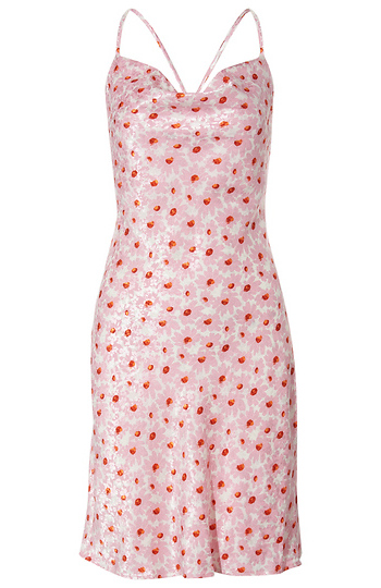 Satin Floral Mini Dress Slide 1