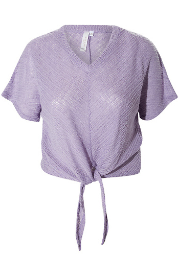 Ribbed Tie Front Top Slide 1