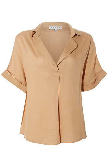 Front Pleat Short Sleeve Top Slide 1