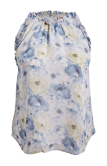 Ruffle Trimmed Floral Chiffon Tank Slide 1