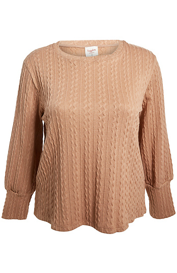 Cable Knit Long Sleeve Top Slide 1