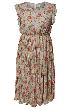 strapless open back dress Floral Pleated Midi Dress S main image 1